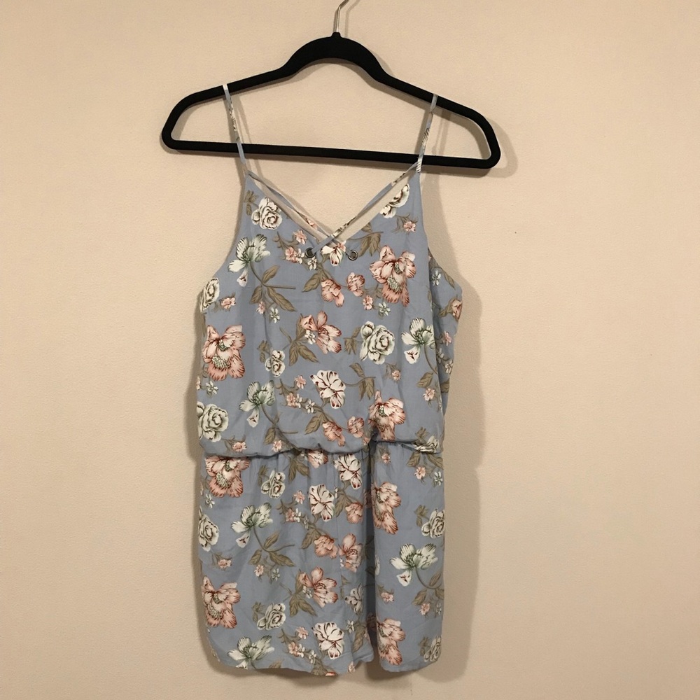 Blue floral romper size large